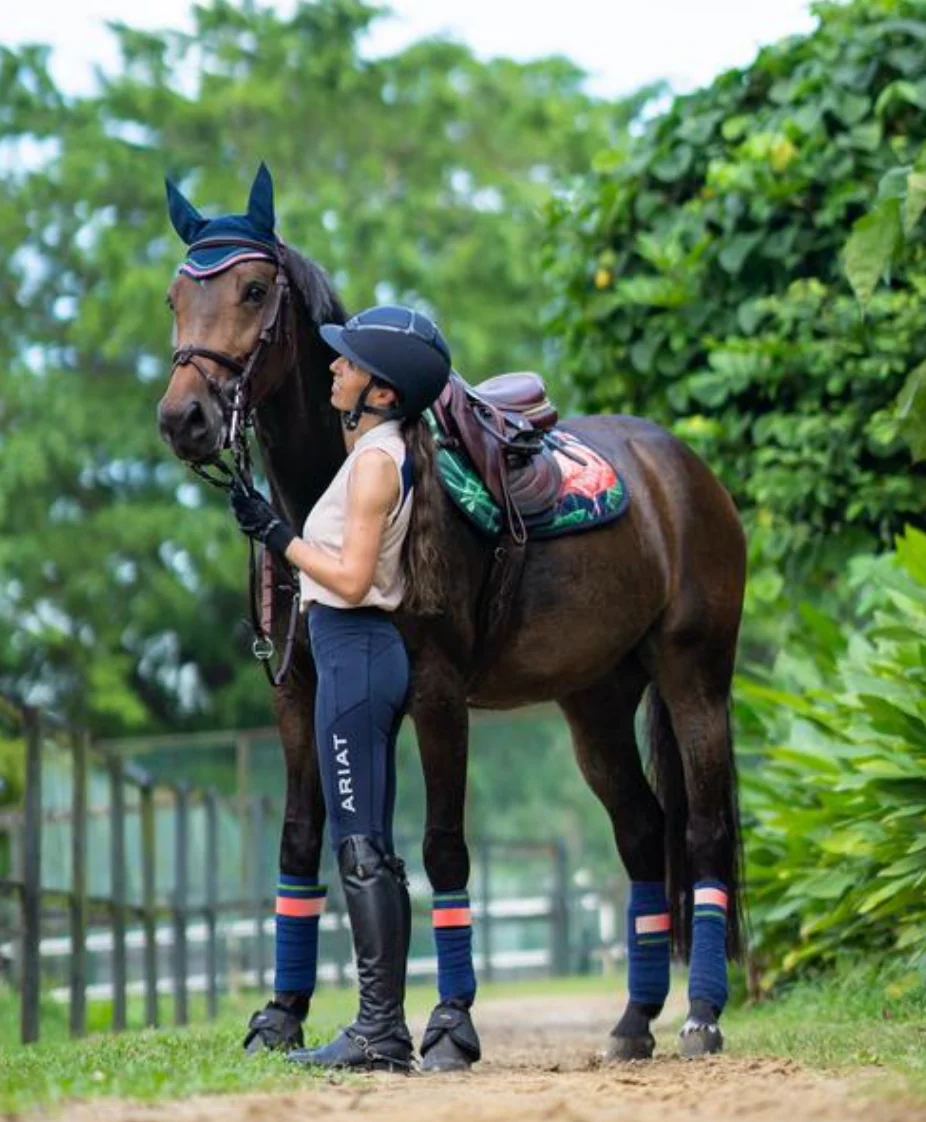 Paladin Equestrian: Blue Flamingo Print Fleece Bandages - Image 3