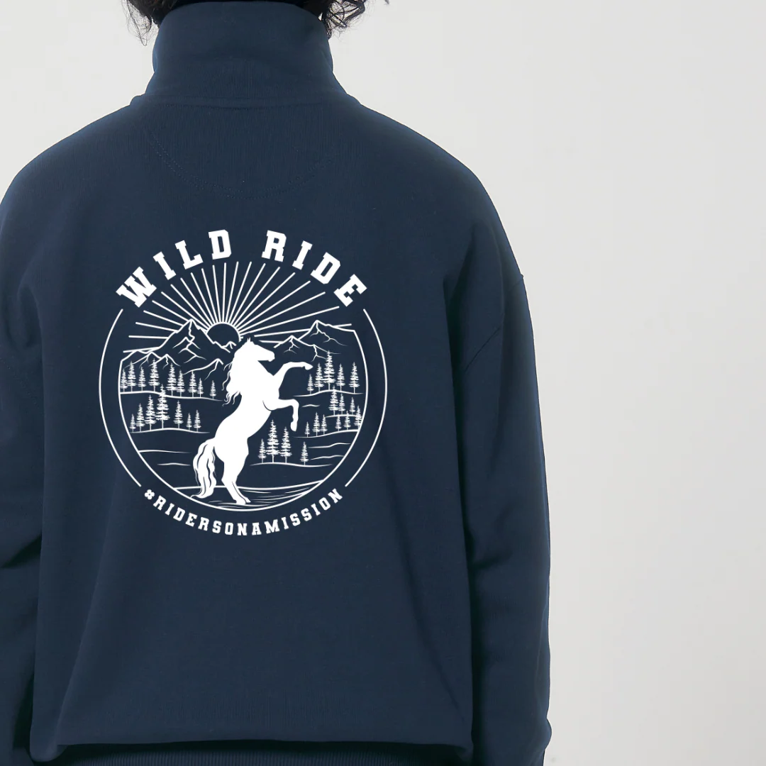 'Wild Ride' Navy | Morgan 3/4 Zip Sweatshirt - Image 4