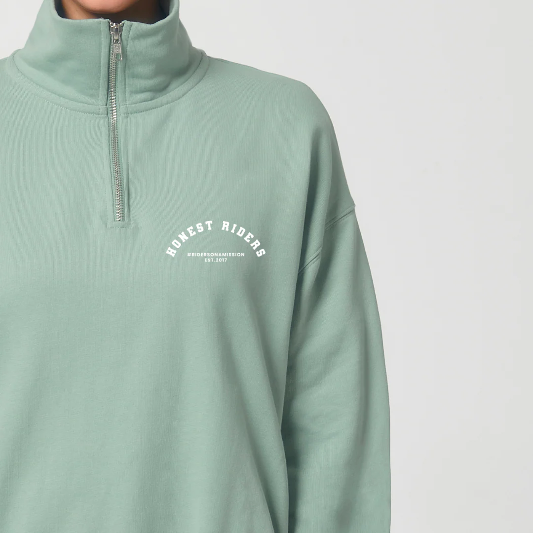 'Ride & Roam' Sage | Morgan 3/4 Zip Sweatshirt - Image 3