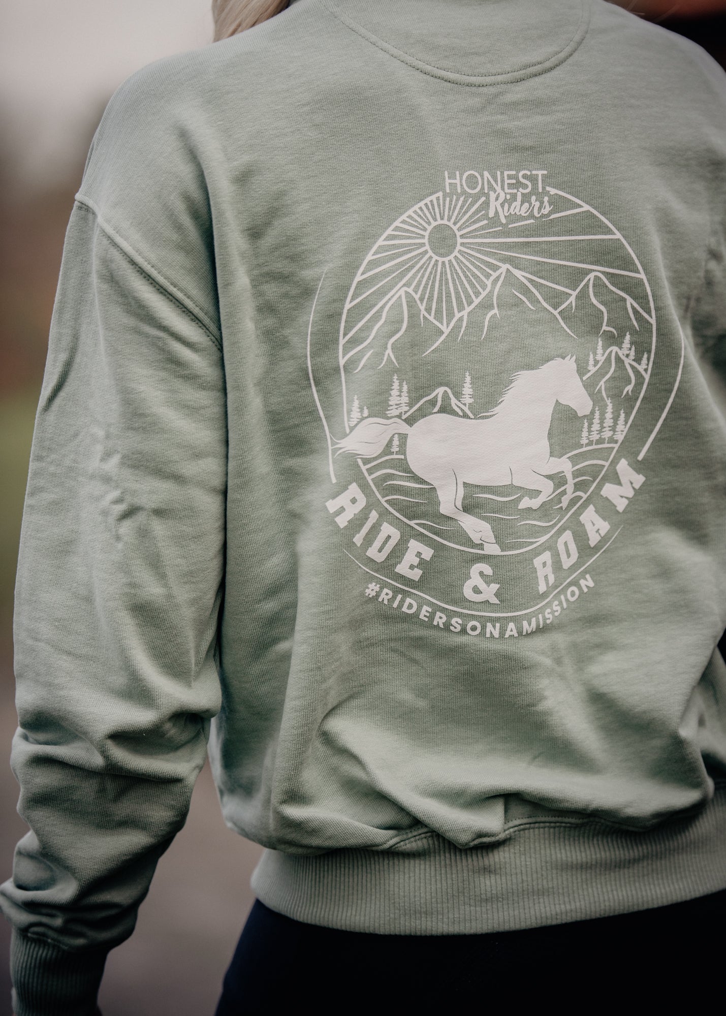 'Ride & Roam' Sage | Morgan 3/4 Zip Sweatshirt - Image 6